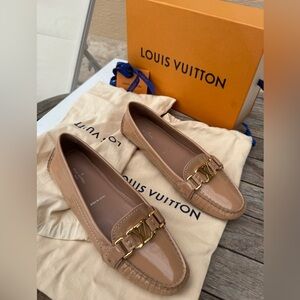 Louis Vuitton Blush Loafers with Gold Accents
